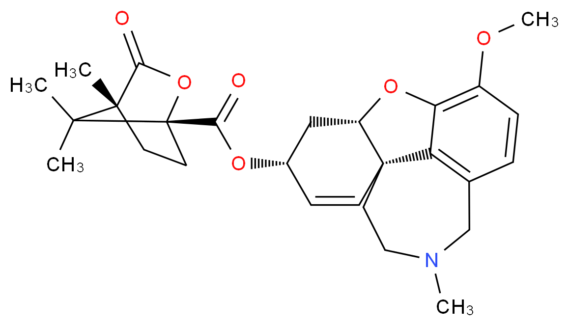 (1S,12S,14R)-9-methoxy-4-methyl-11-oxa-4-azatetracyclo[8.6.1.0<sup>1</sup>,<sup>1</sup><sup>2</sup>.0<sup>6</sup>,<sup>1</sup><sup>7</sup>]heptadeca-6(17),7,9,15-tetraen-14-yl (1R,4R)-4,7,7-trimethyl-3-oxo-2-oxabicyclo[2.2.1]heptane-1-carboxylate_分子结构_CAS_1025881-27-9