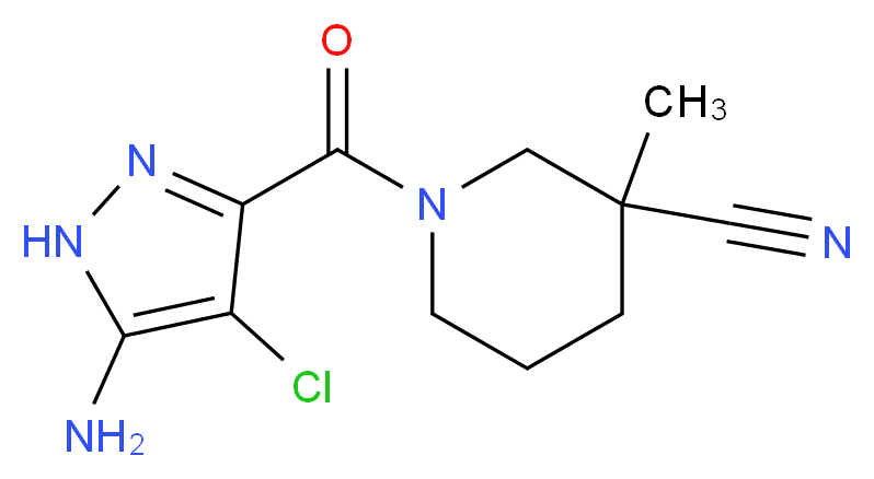 1-[(5-amino-4-chloro-1H-pyrazol-3-yl)carbonyl]-3-methylpiperidine-3-carbonitrile_分子结构_CAS_)