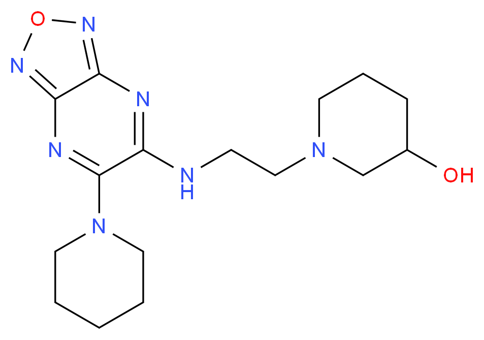 1-(2-{[6-(1-piperidinyl)[1,2,5]oxadiazolo[3,4-b]pyrazin-5-yl]amino}ethyl)-3-piperidinol_分子结构_CAS_)