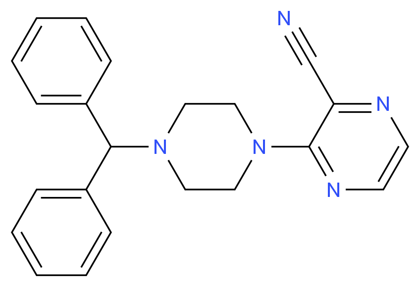 3-[4-(diphenylmethyl)piperazin-1-yl]pyrazine-2-carbonitrile_分子结构_CAS_845266-31-1