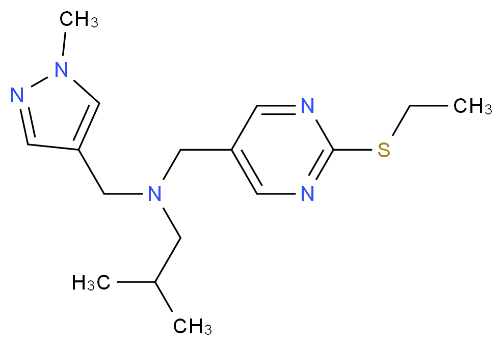 N-{[2-(ethylthio)pyrimidin-5-yl]methyl}-2-methyl-N-[(1-methyl-1H-pyrazol-4-yl)methyl]propan-1-amine_分子结构_CAS_)
