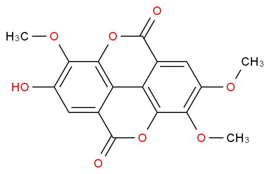 13-hydroxy-6,7,14-trimethoxy-2,9-dioxatetracyclo[6.6.2.0<sup>4</sup>,<sup>1</sup><sup>6</sup>.0<sup>1</sup><sup>1</sup>,<sup>1</sup><sup>5</sup>]hexadeca-1(15),4(16),5,7,11,13-hexaene-3,10-dione_分子结构_CAS_1617-49-8