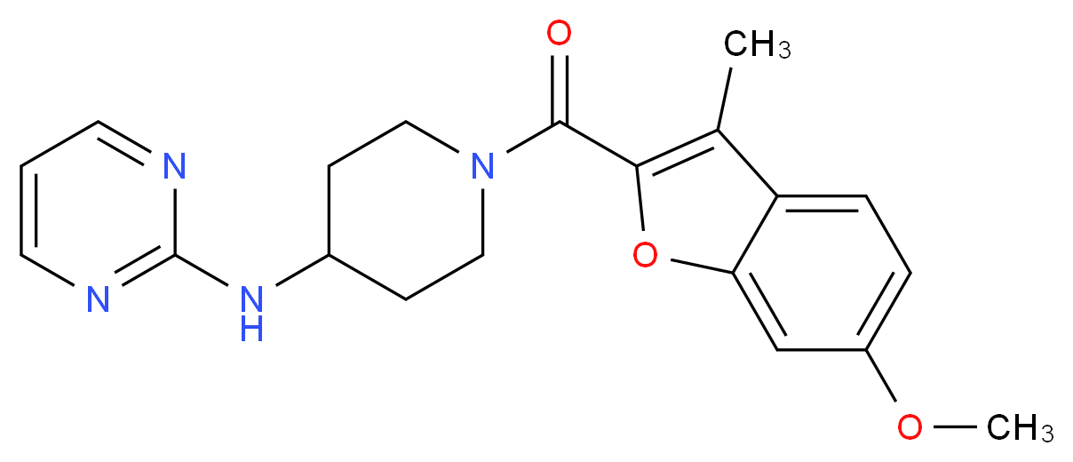 N-{1-[(6-methoxy-3-methyl-1-benzofuran-2-yl)carbonyl]piperidin-4-yl}pyrimidin-2-amine_分子结构_CAS_)