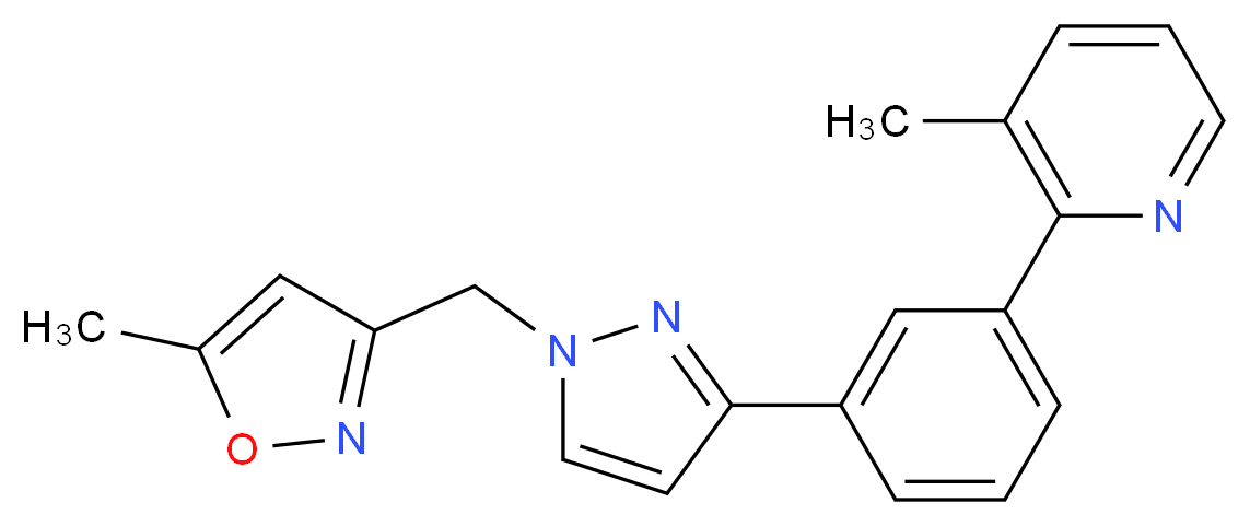 3-methyl-2-(3-{1-[(5-methyl-3-isoxazolyl)methyl]-1H-pyrazol-3-yl}phenyl)pyridine_分子结构_CAS_)