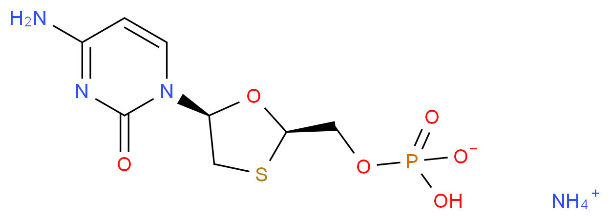 ammonium [(2R,5S)-5-(4-amino-2-oxo-1,2-dihydropyrimidin-1-yl)-1,3-oxathiolan-2-yl]methyl hydrogen phosphate_分子结构_CAS_1187058-40-7