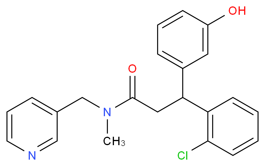 3-(2-chlorophenyl)-3-(3-hydroxyphenyl)-N-methyl-N-(3-pyridinylmethyl)propanamide_分子结构_CAS_)
