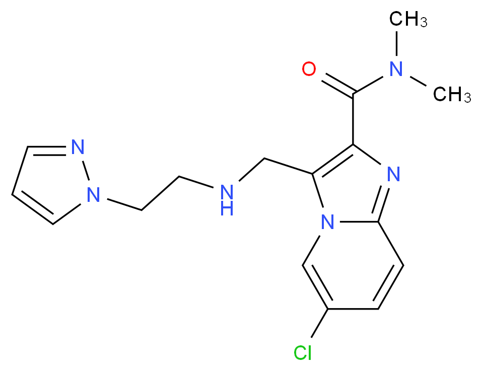 6-chloro-N,N-dimethyl-3-({[2-(1H-pyrazol-1-yl)ethyl]amino}methyl)imidazo[1,2-a]pyridine-2-carboxamide_分子结构_CAS_)