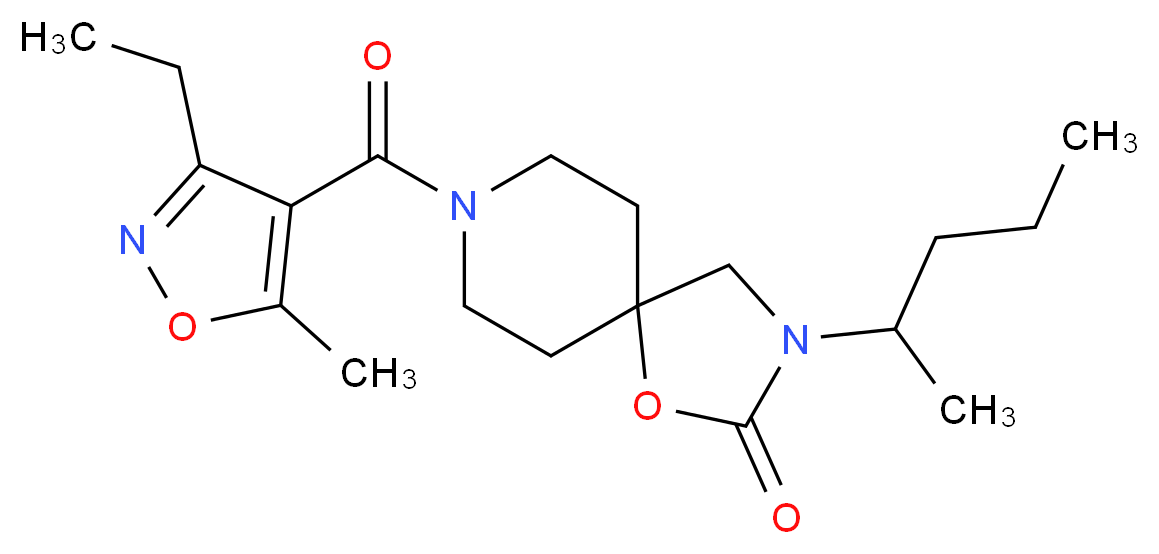 8-[(3-ethyl-5-methylisoxazol-4-yl)carbonyl]-3-(1-methylbutyl)-1-oxa-3,8-diazaspiro[4.5]decan-2-one_分子结构_CAS_)