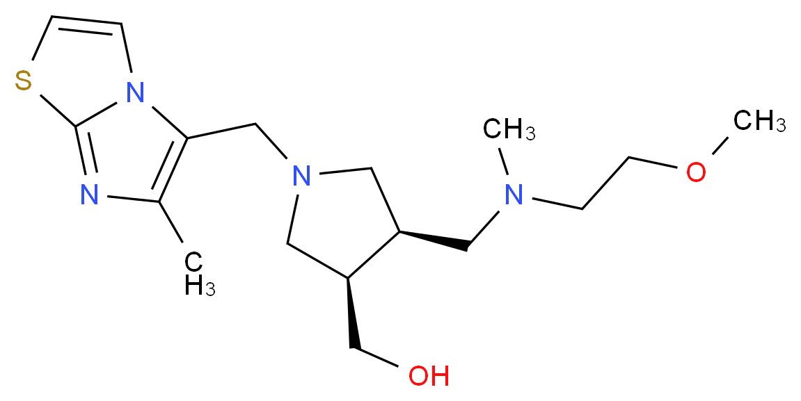 {(3R*,4R*)-4-{[(2-methoxyethyl)(methyl)amino]methyl}-1-[(6-methylimidazo[2,1-b][1,3]thiazol-5-yl)methyl]pyrrolidin-3-yl}methanol_分子结构_CAS_)
