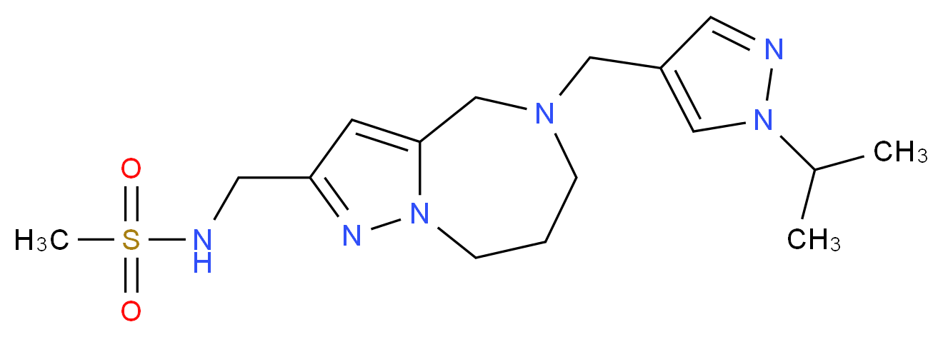 N-({5-[(1-isopropyl-1H-pyrazol-4-yl)methyl]-5,6,7,8-tetrahydro-4H-pyrazolo[1,5-a][1,4]diazepin-2-yl}methyl)methanesulfonamide_分子结构_CAS_)