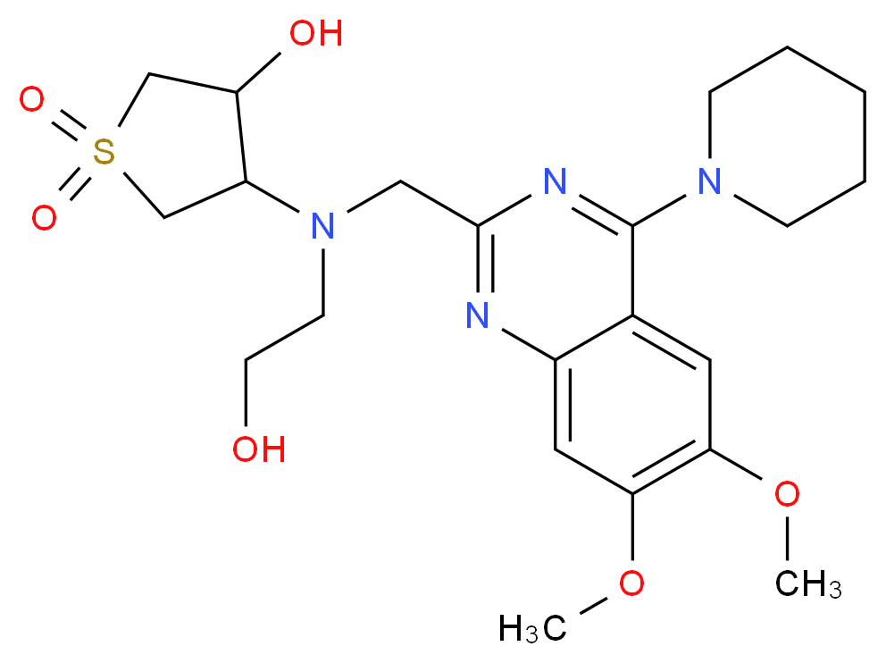 4-[{[6,7-dimethoxy-4-(1-piperidinyl)-2-quinazolinyl]methyl}(2-hydroxyethyl)amino]tetrahydro-3-thiopheneol 1,1-dioxide_分子结构_CAS_)