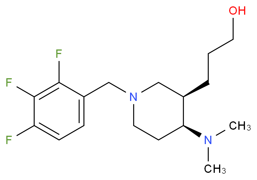 3-[(3R*,4S*)-4-(dimethylamino)-1-(2,3,4-trifluorobenzyl)piperidin-3-yl]propan-1-ol_分子结构_CAS_)