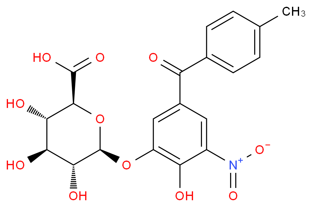 (2S,3S,4S,5R,6S)-3,4,5-trihydroxy-6-[2-hydroxy-5-(4-methylbenzoyl)-3-nitrophenoxy]oxane-2-carboxylic acid_分子结构_CAS_204853-33-8