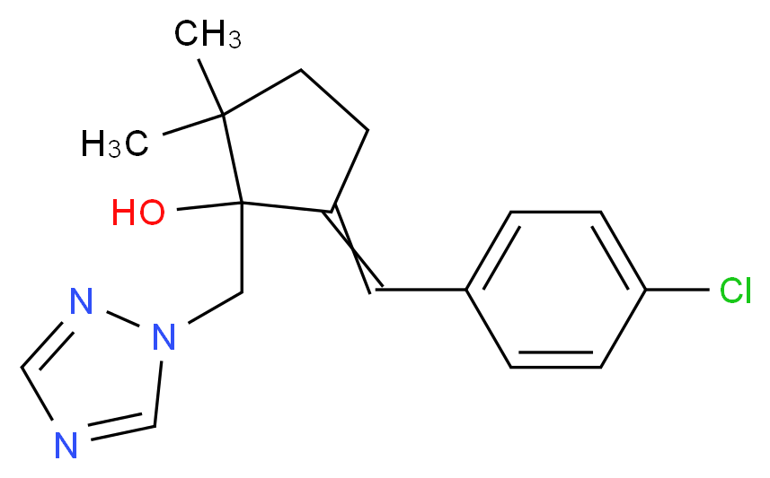 5-[(4-chlorophenyl)methylidene]-2,2-dimethyl-1-(1H-1,2,4-triazol-1-ylmethyl)cyclopentan-1-ol_分子结构_CAS_131983-72-7