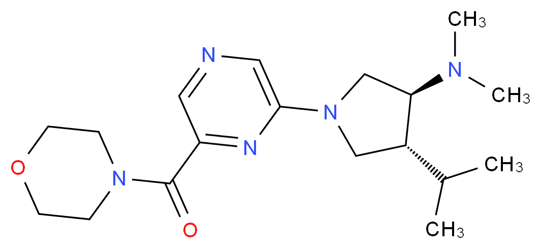 (3S*,4R*)-4-isopropyl-N,N-dimethyl-1-[6-(morpholin-4-ylcarbonyl)pyrazin-2-yl]pyrrolidin-3-amine_分子结构_CAS_)