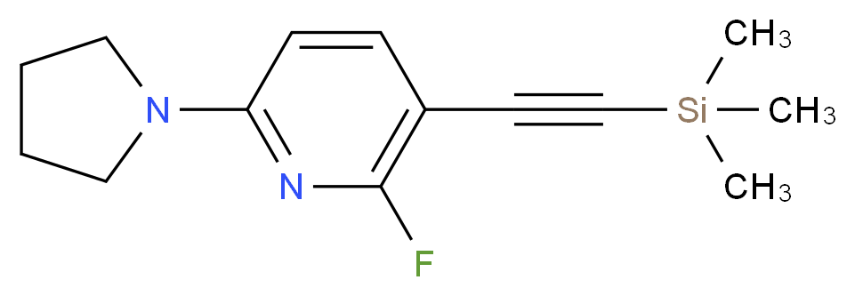 2-Fluoro-6-(pyrrolidin-1-yl)-3-((trimethylsilyl)ethynyl)pyridine_分子结构_CAS_)