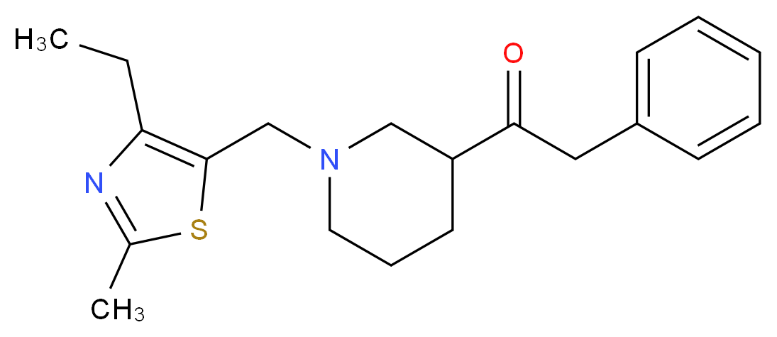 1-{1-[(4-ethyl-2-methyl-1,3-thiazol-5-yl)methyl]-3-piperidinyl}-2-phenylethanone_分子结构_CAS_)