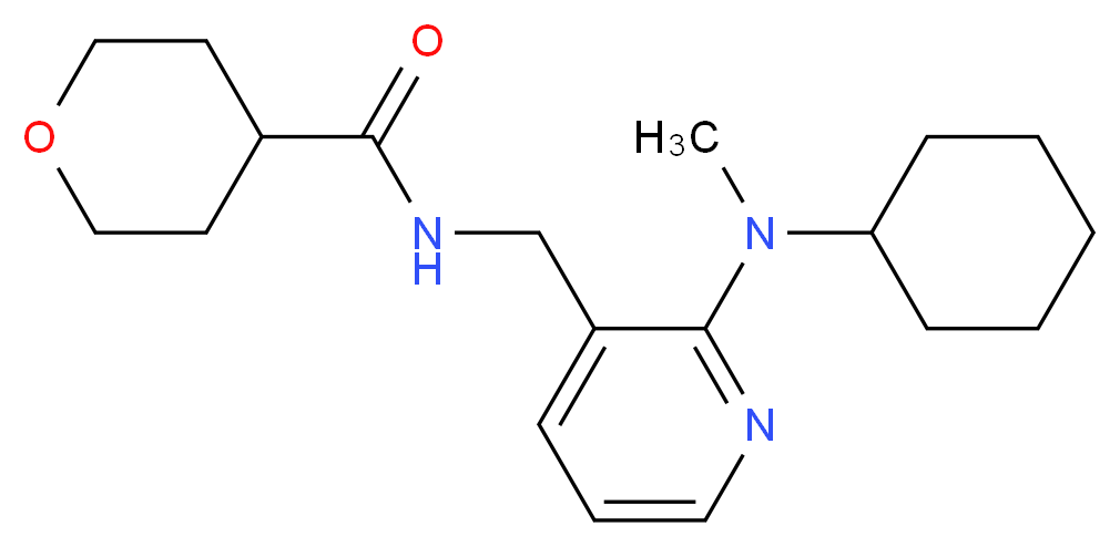 N-({2-[cyclohexyl(methyl)amino]-3-pyridinyl}methyl)tetrahydro-2H-pyran-4-carboxamide_分子结构_CAS_)