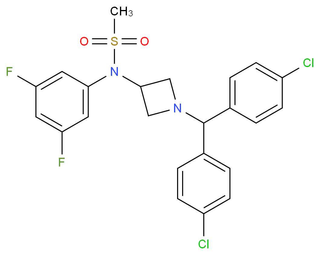 N-{1-[bis(4-chlorophenyl)methyl]azetidin-3-yl}-N-(3,5-difluorophenyl)methanesulfonamide_分子结构_CAS_358970-97-5