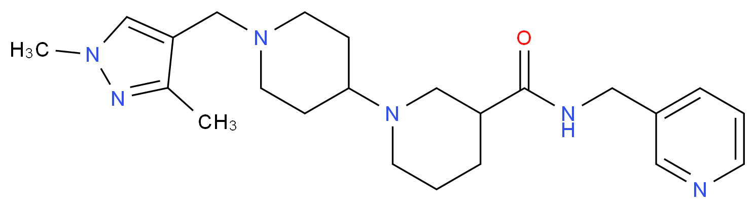 1'-[(1,3-dimethyl-1H-pyrazol-4-yl)methyl]-N-(pyridin-3-ylmethyl)-1,4'-bipiperidine-3-carboxamide_分子结构_CAS_)