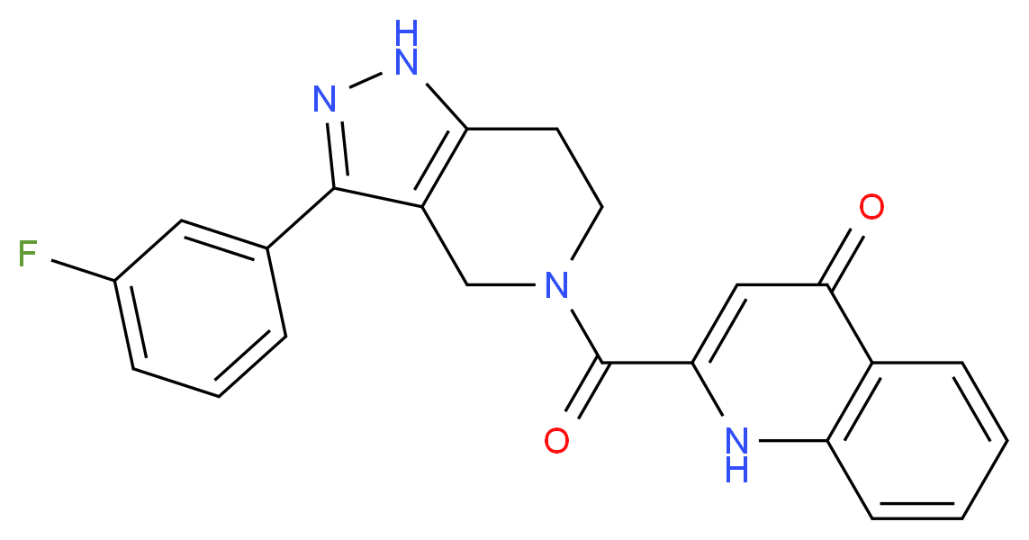 2-{[3-(3-fluorophenyl)-1,4,6,7-tetrahydro-5H-pyrazolo[4,3-c]pyridin-5-yl]carbonyl}quinolin-4(1H)-one_分子结构_CAS_)