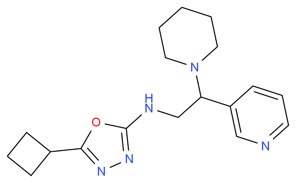 5-cyclobutyl-N-(2-piperidin-1-yl-2-pyridin-3-ylethyl)-1,3,4-oxadiazol-2-amine_分子结构_CAS_)