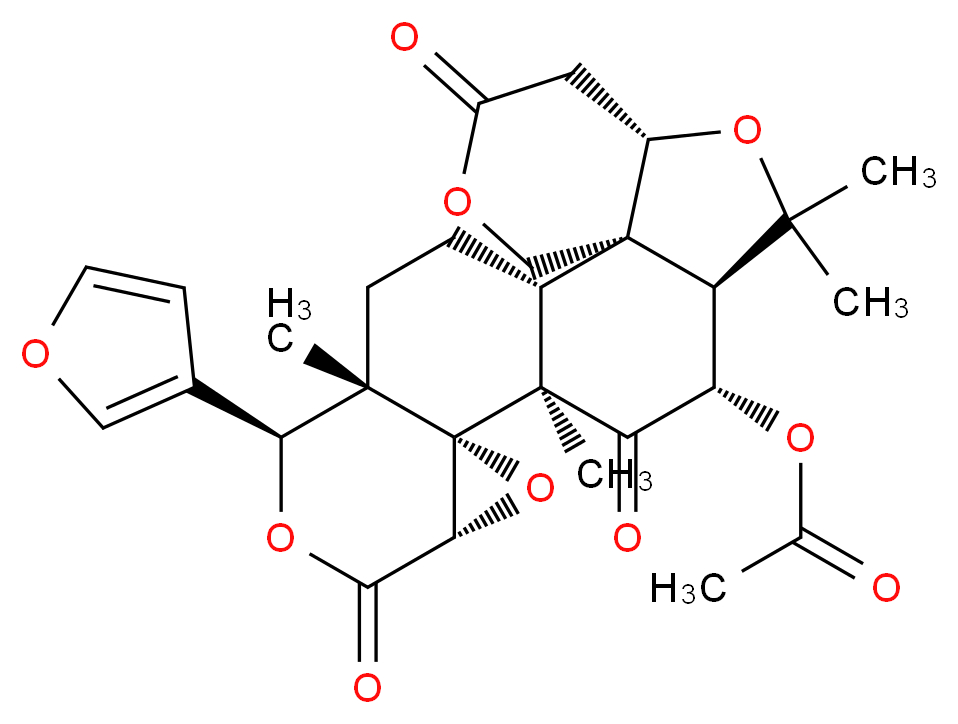 (1R,2R,7S,10R,11S,13R,14R,16S,19R,20S)-19-(furan-3-yl)-9,9,13,20-tetramethyl-5,12,17-trioxo-4,8,15,18-tetraoxahexacyclo[11.9.0.0<sup>2</sup>,<sup>7</sup>.0<sup>2</sup>,<sup>1</sup><sup>0</sup>.0<sup>1</sup><sup>4</sup>,<sup>1</sup><sup>6</sup>.0<sup>1</sup><sup>4</sup>,<sup>2</sup><sup>0</sup>]docosan-11-yl acetate_分子结构_CAS_115458-73-6