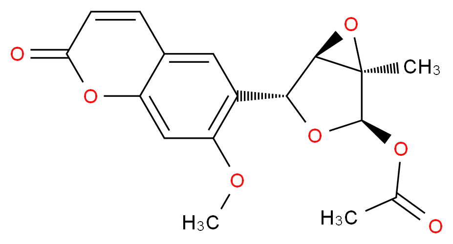(1R,2R,4R,5R)-4-(7-methoxy-2-oxo-2H-chromen-6-yl)-1-methyl-3,6-dioxabicyclo[3.1.0]hexan-2-yl acetate_分子结构_CAS_94285-22-0