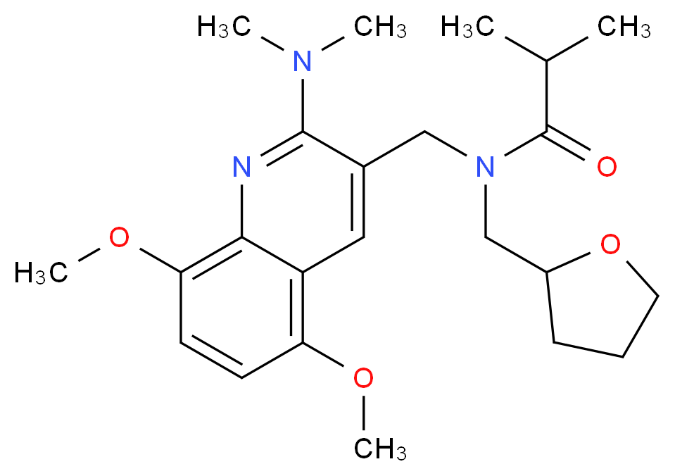N-{[2-(dimethylamino)-5,8-dimethoxy-3-quinolinyl]methyl}-2-methyl-N-(tetrahydro-2-furanylmethyl)propanamide_分子结构_CAS_)