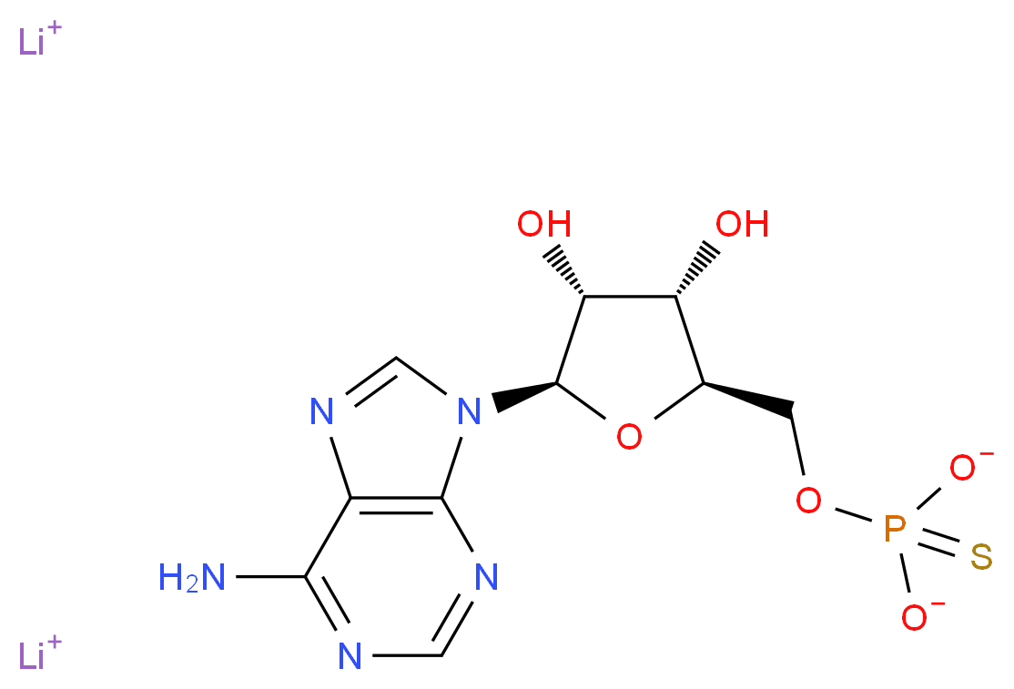 dilithium(1+) ion {[(2R,3S,4R,5R)-5-(6-amino-9H-purin-9-yl)-3,4-dihydroxyoxolan-2-yl]methoxy}(sulfanylidene)phosphonite_分子结构_CAS_93839-85-1