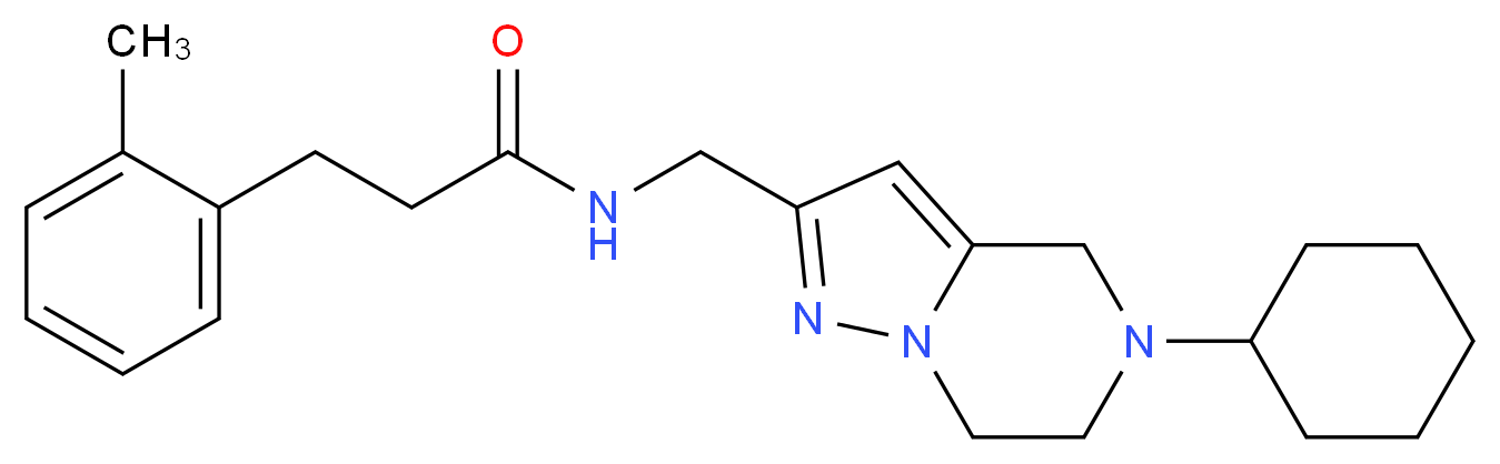 N-[(5-cyclohexyl-4,5,6,7-tetrahydropyrazolo[1,5-a]pyrazin-2-yl)methyl]-3-(2-methylphenyl)propanamide_分子结构_CAS_)