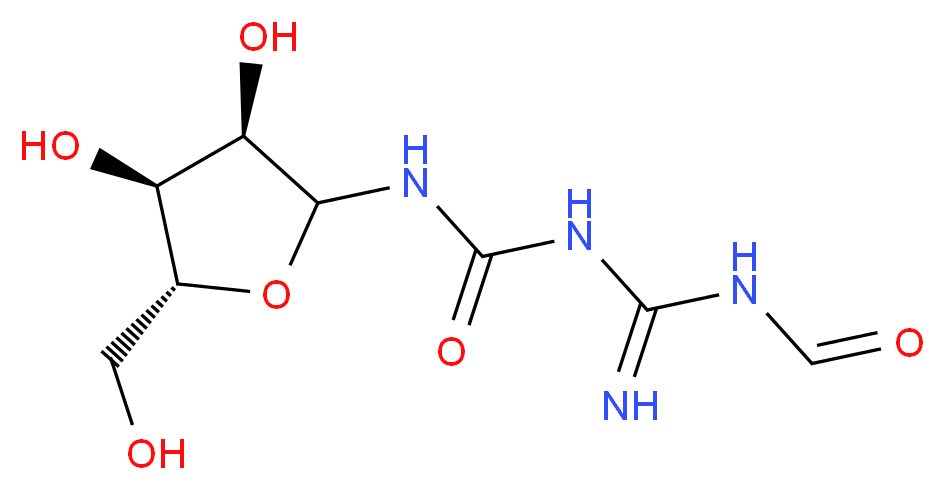 N-[({[(3R,4S,5R)-3,4-dihydroxy-5-(hydroxymethyl)oxolan-2-yl]carbamoyl}amino)methanimidoyl]formamide_分子结构_CAS_686299-20-7