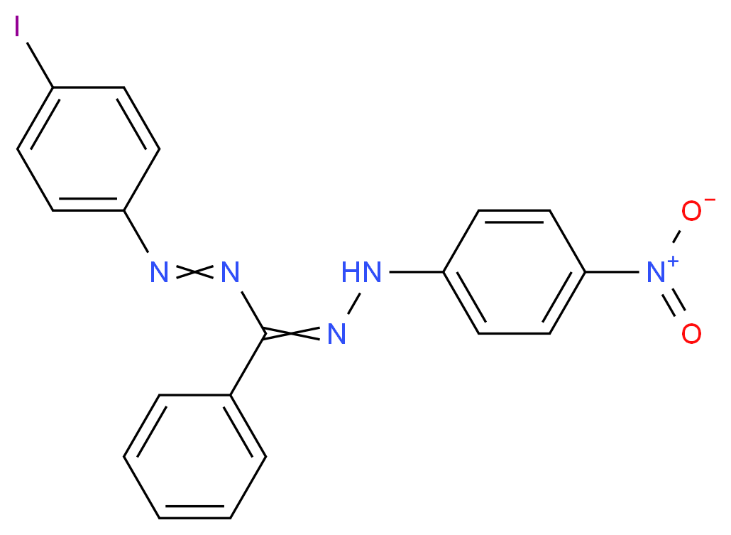 1-(4-Iodophenyl)-5-(4-nitrophenyl)-3-phenylformazan_分子结构_CAS_7781-49-9)
