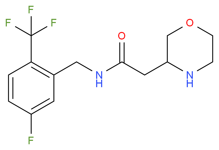N-[5-fluoro-2-(trifluoromethyl)benzyl]-2-(3-morpholinyl)acetamide_分子结构_CAS_)
