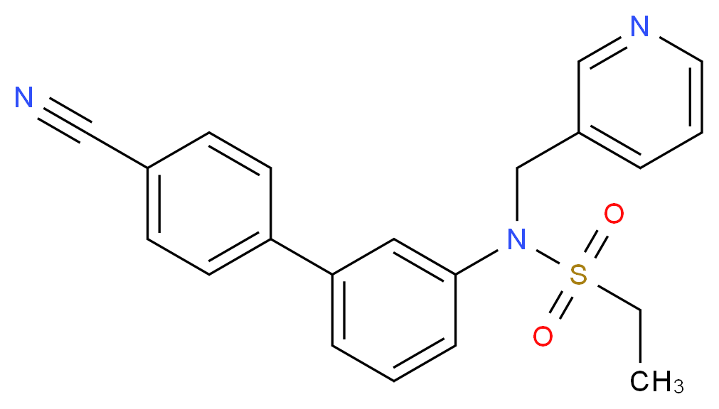 N-[3-(4-cyanophenyl)phenyl]-N-(pyridin-3-ylmethyl)ethane-1-sulfonamide_分子结构_CAS_856702-40-4