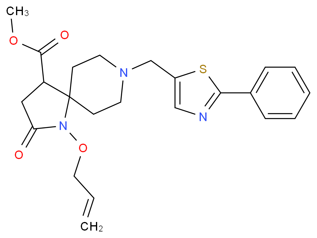 methyl 1-(allyloxy)-2-oxo-8-[(2-phenyl-1,3-thiazol-5-yl)methyl]-1,8-diazaspiro[4.5]decane-4-carboxylate_分子结构_CAS_)