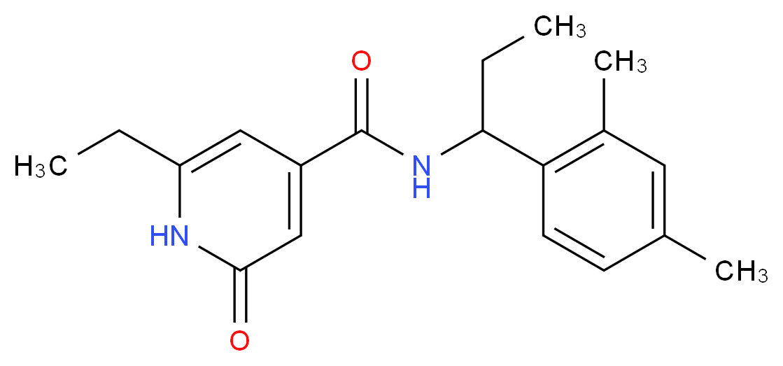 N-[1-(2,4-dimethylphenyl)propyl]-6-ethyl-2-oxo-1,2-dihydropyridine-4-carboxamide_分子结构_CAS_)