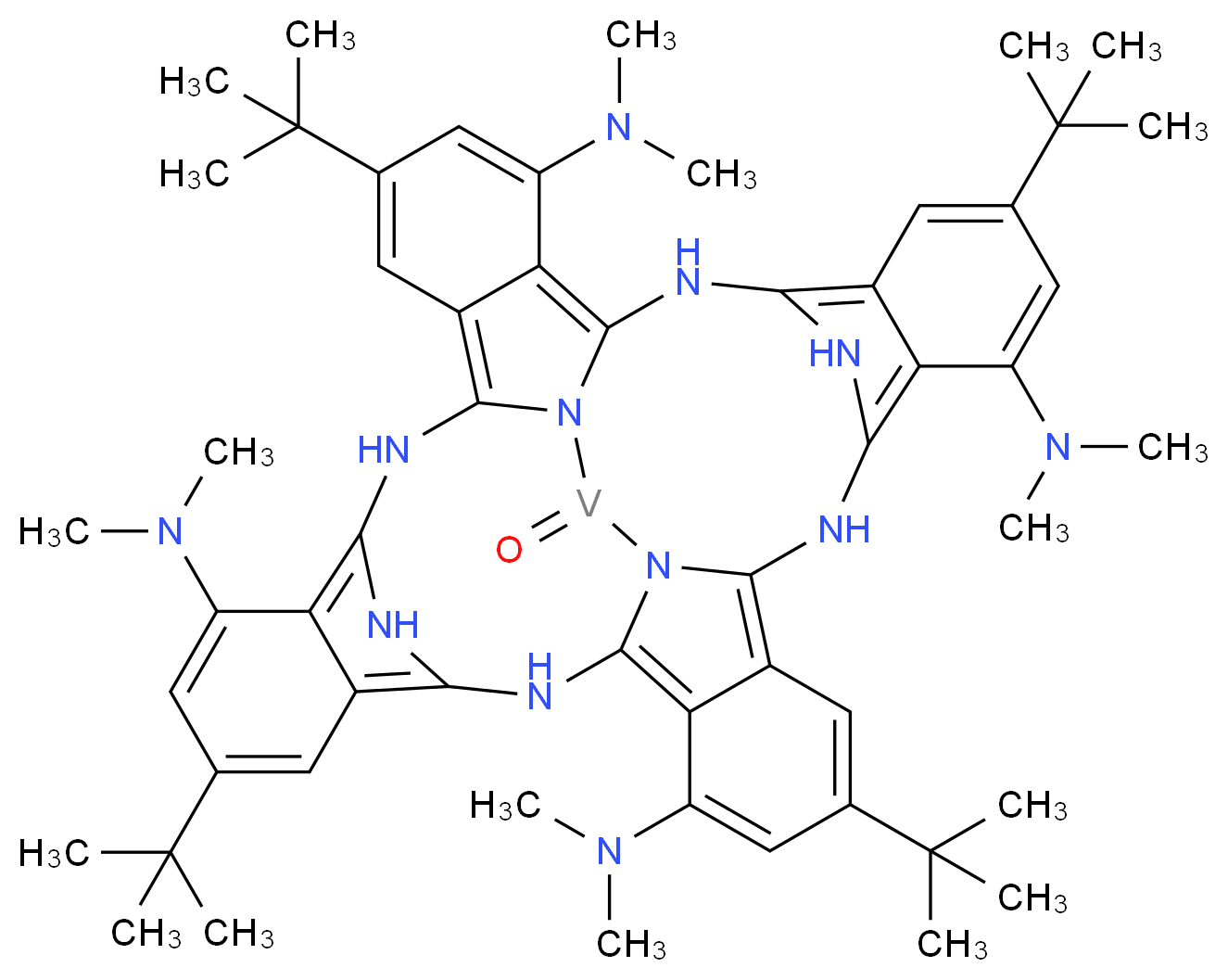 3,10,17,24-四叔丁基-1,8,15,22-四(二甲氨基)-29H,31H-酞菁氧钒_分子结构_CAS_61114-01-0)