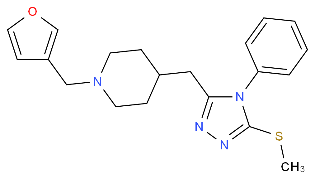 1-(3-furylmethyl)-4-{[5-(methylthio)-4-phenyl-4H-1,2,4-triazol-3-yl]methyl}piperidine_分子结构_CAS_)