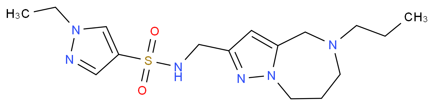 1-ethyl-N-[(5-propyl-5,6,7,8-tetrahydro-4H-pyrazolo[1,5-a][1,4]diazepin-2-yl)methyl]-1H-pyrazole-4-sulfonamide_分子结构_CAS_)
