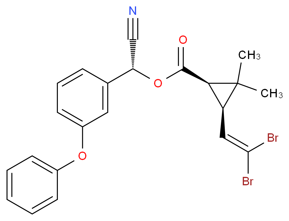 (R)-cyano(3-phenoxyphenyl)methyl (1R,3R)-3-(2,2-dibromoethenyl)-2,2-dimethylcyclopropane-1-carboxylate_分子结构_CAS_52918-63-5