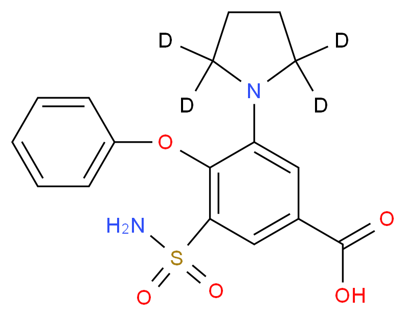 4-phenoxy-3-[(2,2,5,5-<sup>2</sup>H<sub>4</sub>)pyrrolidin-1-yl]-5-sulfamoylbenzoic acid_分子结构_CAS_1246816-90-9