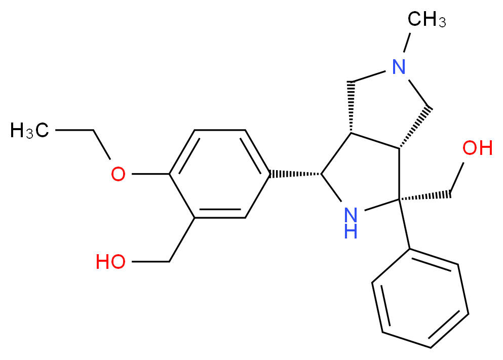 {2-ethoxy-5-[(1S*,3S*,3aR*,6aS*)-3-(hydroxymethyl)-5-methyl-3-phenyloctahydropyrrolo[3,4-c]pyrrol-1-yl]phenyl}methanol_分子结构_CAS_)