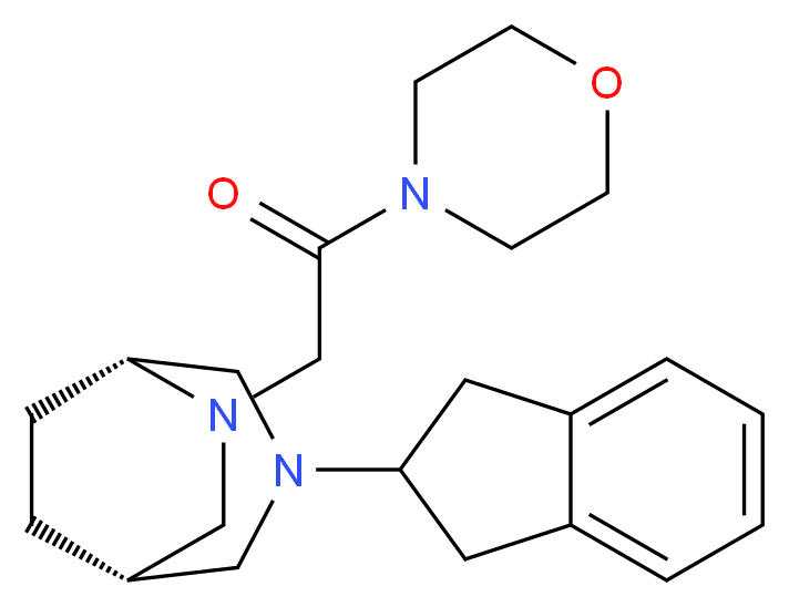 (1S*,5R*)-3-(2,3-dihydro-1H-inden-2-yl)-6-[2-(4-morpholinyl)-2-oxoethyl]-3,6-diazabicyclo[3.2.2]nonane_分子结构_CAS_)