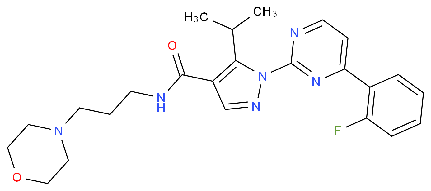 1-[4-(2-fluorophenyl)-2-pyrimidinyl]-5-isopropyl-N-[3-(4-morpholinyl)propyl]-1H-pyrazole-4-carboxamide_分子结构_CAS_)