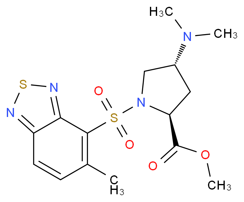 methyl (2S,4R)-4-(dimethylamino)-1-[(5-methyl-2,1,3-benzothiadiazol-4-yl)sulfonyl]pyrrolidine-2-carboxylate_分子结构_CAS_)