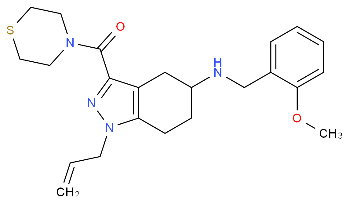 1-allyl-N-(2-methoxybenzyl)-3-(4-thiomorpholinylcarbonyl)-4,5,6,7-tetrahydro-1H-indazol-5-amine_分子结构_CAS_)