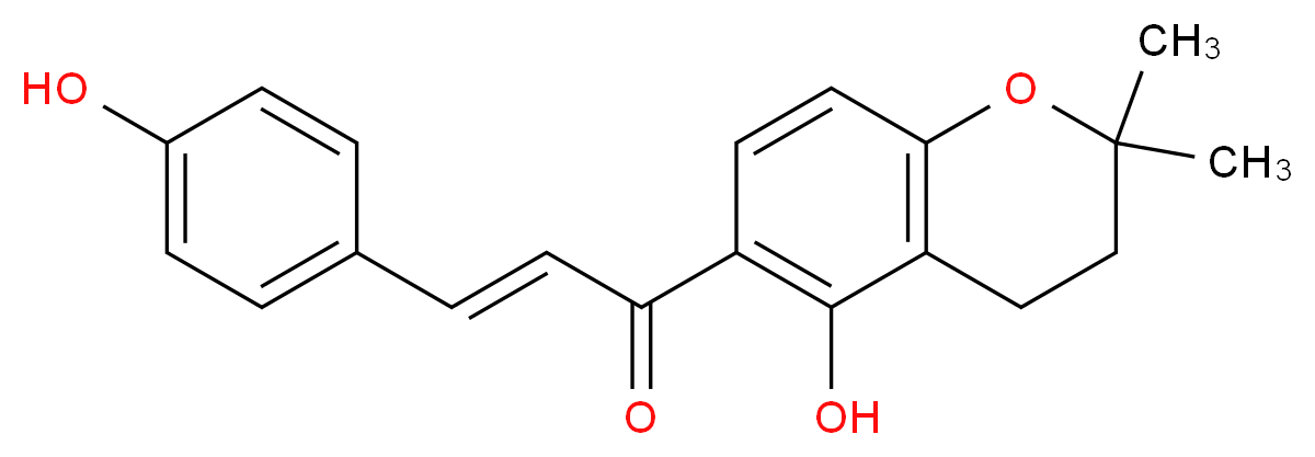 (2E)-1-(5-hydroxy-2,2-dimethyl-3,4-dihydro-2H-1-benzopyran-6-yl)-3-(4-hydroxyphenyl)prop-2-en-1-one_分子结构_CAS_162229-27-8