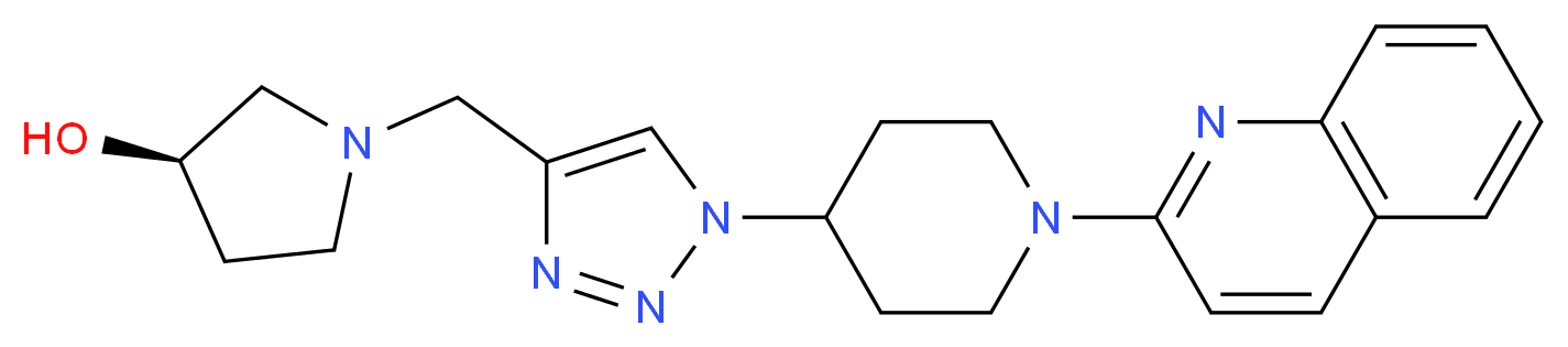 (3R)-1-{[1-(1-quinolin-2-ylpiperidin-4-yl)-1H-1,2,3-triazol-4-yl]methyl}pyrrolidin-3-ol_分子结构_CAS_)