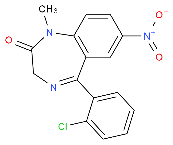 5-(2-chlorophenyl)-1-methyl-7-nitro-2,3-dihydro-1H-1,4-benzodiazepin-2-one_分子结构_CAS_5527-71-9